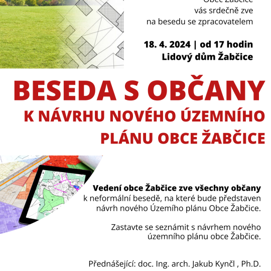 Beseda s občany k návrhu nového územního plánu obce Žabčice